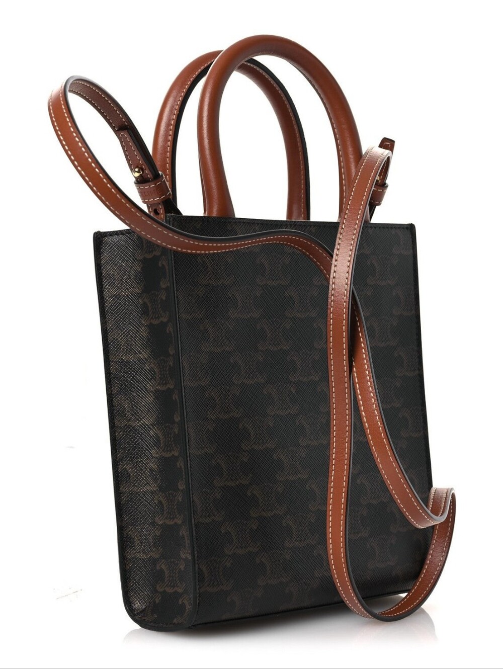BRAND NEW!!! Celine Triomphe Canvas Calfskin Mini Vertical Cabas Tan - Picture 9 of 16